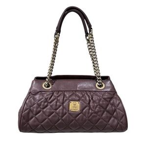 MCM Brown Leather Quilted Chain Detail Shoulder Bag